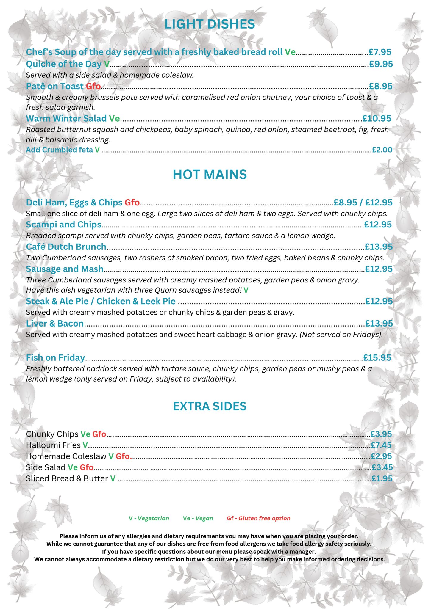 Dutch Menu Card Dutch Cafe Menu - Dutch Marketplace | Dutch Café